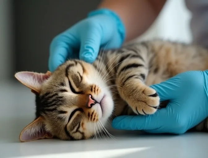 Specialist carefully handling a deceased cat with dignity in Newington