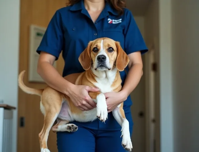 Technician respectfully transporting a deceased dog in Newington